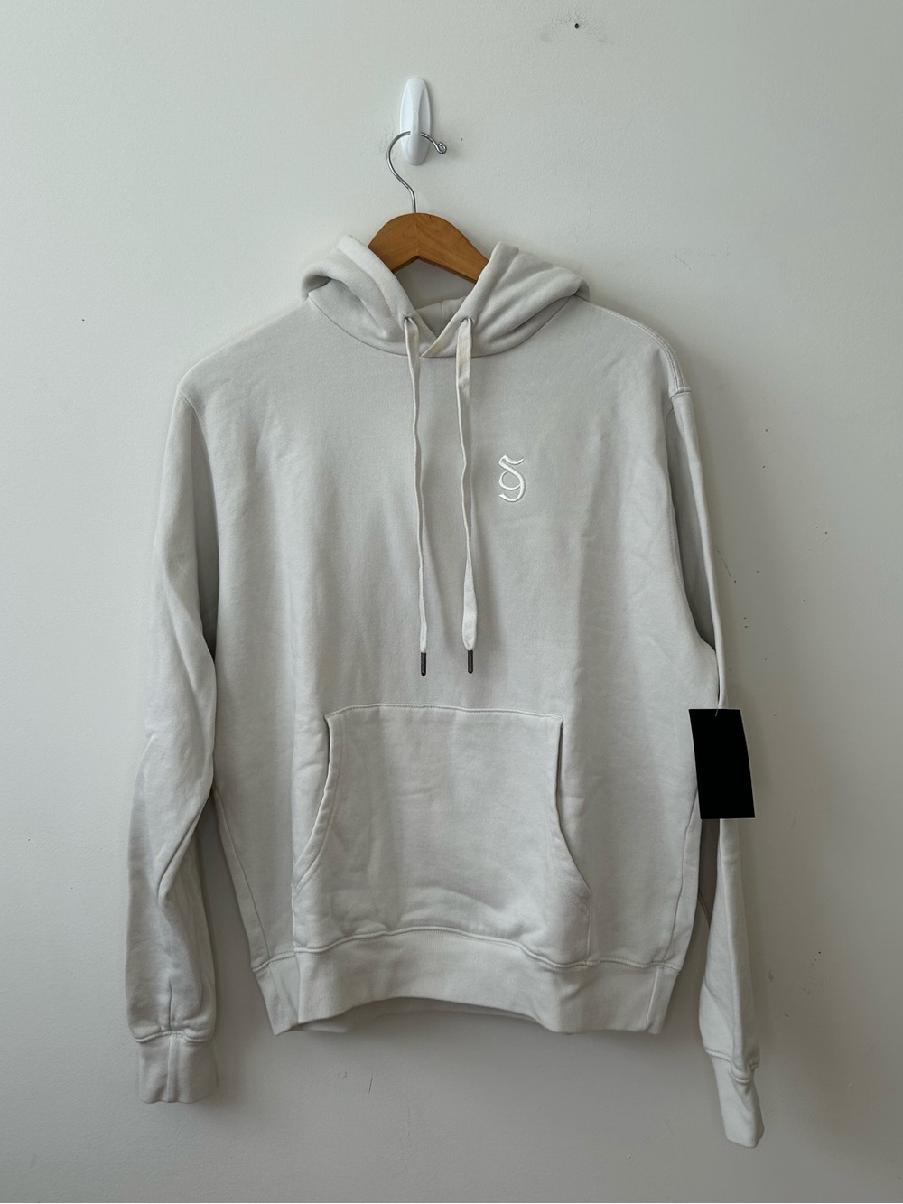 Spiritual Gangster Cream Color SG Embroidered Monogram Classic Hoodie Small